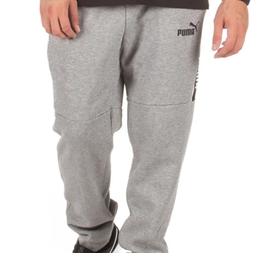 Warm Cozy Fall Heather Gray Casual Athletic Puma Amplified Fleece Sweatpants M